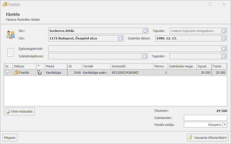 Páciens kiegyenlítettlen tételek